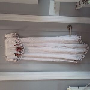 American Eagle embroidered Strapless cream colored jumpsuit